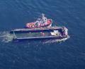 Bild: Christoph Reichwein/dpa
Der Buckelwal wurde in seiner Barge vom Schlepper Fortuna B entlang der dänischen Küste in Höhe unterhalb von Skagen, im sogenannten Skagerrak, durch die Ostsee gezogen. (Archivbild)