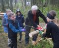 Bild: fz
Diese beiden Mädchen hatten vor den Waldjugendspielen noch nie eine Säge in der Hand. Nun versuchen sie "ein Pfund Baum" nach eigener Einschätzung vom Stamm abzusägen.