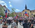 Bild: bec
Demonstration vor dem neuen Rathaus gegen die Veranstaltung der Sudetendeutschen.