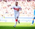 Bild: Tom Weller/dpa
Jubelt auch in Zukunft für den VfB: Torjäger Deniz Undav. (Archivbild)