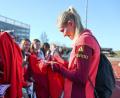Bild: Daniel Löb/dpa
Kehrt in die Startelf der DFB-Auswahl zurück: Abwehrchefin Janina Minge. (Archivbild)
