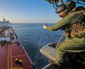 Bild: Lphot Hutchins/MoD Crown copyright/PA Wire/dpa
Britische Streitkräfte haben ein Schiff geentert, das zur russischen Schattenflotte gehören soll. (Handout)