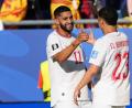 Bild: Martin Meissner/AP/dpa
Traf auch schon beim 1:1 gegen Brasilien: Marokkos Ismael Saibari.