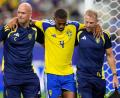 Bild: Tony Gutierrez/AP/dpa
Für den verletzten Schweden Isak Hien ist die WM vorzeitg vorbei.
