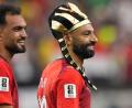 Bild: Julio Cortez/AP/dpa
Der Ägypter Mohamed Salah (r) feierte den historischen Sieg seines Teams.