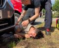 Bild: Heike Unger
Mit Kunstblut geschminkte "Verletzte": Auch das gab es beim Ausbildungstag der Amberger Feuerwehren zum Thema Katastrophenschutz.