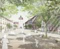 Bild: Stadt Vilseck
So wird das Areal Mit sechs Großbäumen ist auf dem Marktplatz ein schattiger Aufenthaltsbereich geplant. Er soll die Aufenthaltsqualität steigern und neue Impulse für das Stadtleben setzen. Mehr Veranstaltungen und Bürgeraktivitäten könnten langfristig auch den Einzelhandel beleben, so die Planer.