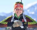 Bild: Martin Schutt/dpa
2017 war Laura Dahlmeier die alles überragende WM-Teilnehmerin. (Archivbild)