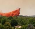 Bild: Caroline Blumberg/AP/dpa
Ein Löschflugzeug wirft bei der Bekämpfung von Waldbränden in der Region Lège-Cap-Ferret im Westen Frankreichs Brandhemmnis ab.