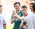 Bild: Harry Langer/dpa
Michael Gregoritsch (Mitte) fehlen nur noch zwei Treffer zum FCA-Rekord. (Archivbild)