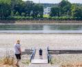 Bild: Benjamin Westhoff/dpa
Niedrigwasser im Rhein in Bonn. Die Grünen fordern „intakte Flüsse als Priorität“.
