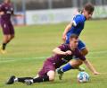 Bild: A. Schwarzmeier
Martin Ruda (blaues Trikot) ist wieder fit und könnte in Hof wieder in der Weidener Startelf stehen.