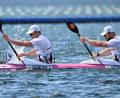 Bild: Sebastian Kahnert/dpa
Jacob Schopf und Max Lemke (r) holen bei der Kanu-WM in Posen WM-Gold. (Archivbild)