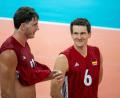 Bild: Julius Frick/dpa
Volleyballer Johannes Tille (r) fällt für den Rest der EM aus. (Archivbild)
