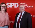 Bild: Matthias Bein/dpa
Die SPD-Landeschefs Juliane Kleemann und Andreas Schmidt laden zu Gesprächen ein. (Archivbild)
