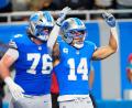 Bild: Paul Sancya/AP/dpa
Amon-Ra St. Brown (rechts) erzielte auch in der dritten Woche der NFL-Saison einen Touchdown für die Lions.