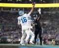 Bild: Jacob Kupferman/AP/dpa
Jared Goff (16) warf für 412 Yards, genug war das nicht gegen die Panthers.