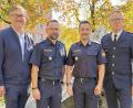 Bild: POK Helfensdörfer 
Lukas Blöchl (Zweiter von rechts) ist neuer stellvertretender Dienststellenleiter bei der PI Amberg. Bei seiner Begrüßung außerdem dabei waren Personalrat Bayerl Wolfgang (von links), Polizeidirektor Jürgen Dodell und Polizeivizepräsident Erwin Frankl (rechts).