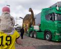 Bild: David Ebener/dpa
Die Dinosaurier-Dame „eLise“, ein lebensgroßer Camarasaurus aus Stahl und Beton, wird von ihrem bisherigen Standort bei den Saurierfährten Barkhausen in Bad Essen nach Damme transportiert.