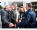 Bild: Sebastian Christoph Gollnow/dpa
Vertreterinnen und Vertreter der Berliner Parteispitzen von Linken, Grünen und SPD haben sich erneut im Haus der Statistik in Berlin getroffen.