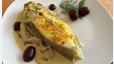 Bild: Michael Schiffer
Heilbuttsteak mit Curry-Champignonsoße.