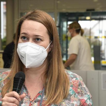 Marina Mühlbauer, Verdi-Gewerkschaftssekretärin für Gesundheit, Soziale Dienste, Wohlfahrt und Kirchen in der Oberpfalz