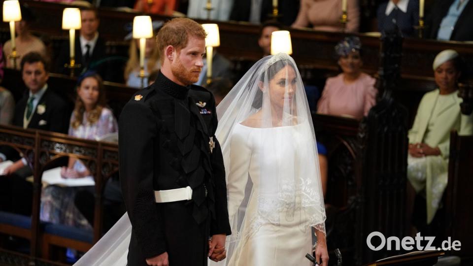 Meghan Markle und Prinz Harry in der St.-Georgs-Kapelle. Prinz Harry of Wales heiratet Meghan Markle. Foto: Dominic Lipinski/PA Wire/dpa