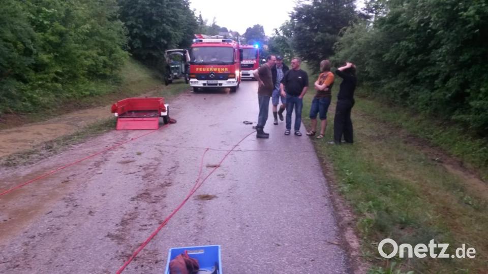 Starkregen mit Überschwemmung in Pittersberg. FFW Pittersberg