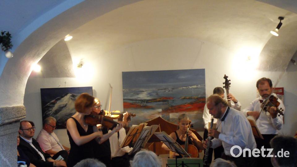 Jan Adamus und sein Ensemble auf Tuchfühlung mit Landrat Andreas Meier. hbl