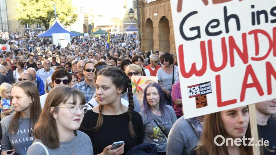 Demo gegen die AfD vom Marktplatz Amberg zum ACC und wieder zurück Bild: Petra Hartl