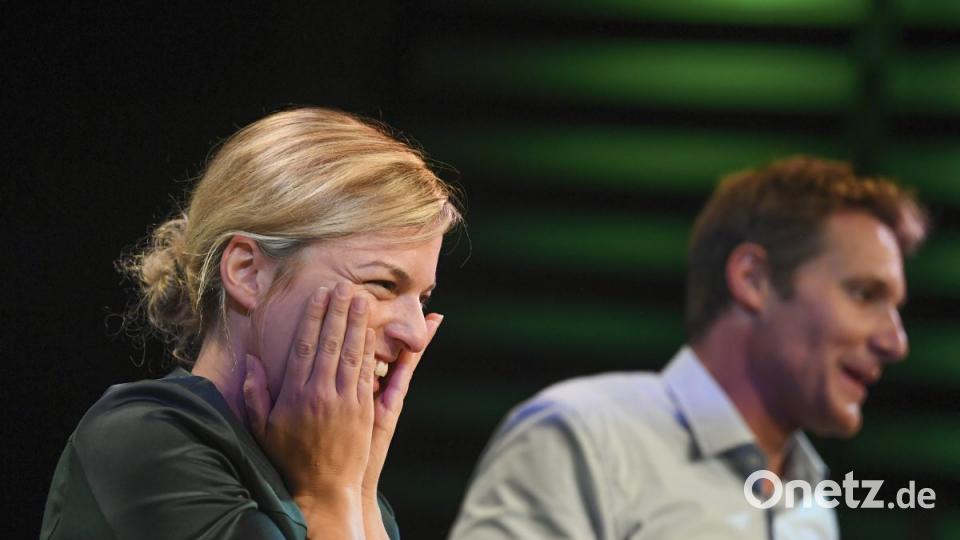 Ludwig Hartmann und Katharina Schulze, kommen zur Wahlparty der Partei. Sven Hoppe/dpa