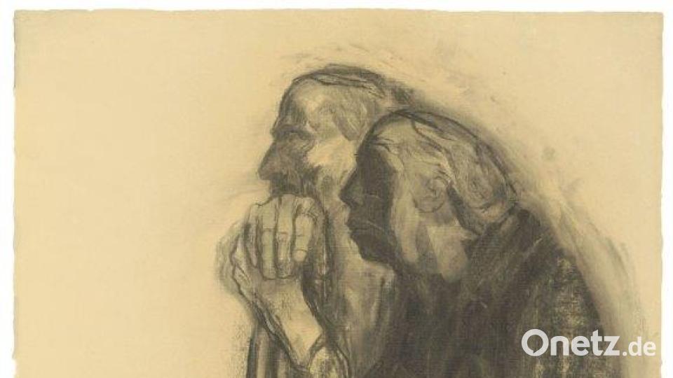 Selbstbildnis mit Karl Kollwitz, 1938–1940 (Kreide, gewischt auf gelblichem Ingres-Bütten). Bild: Käthe-Kollwitz-Museum Köln