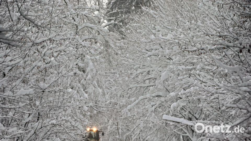 Schongau: Ein Traktor räumt einen Waldweg vom Schnee frei. Bild: Karl-Josef Hildenbrand/dpa