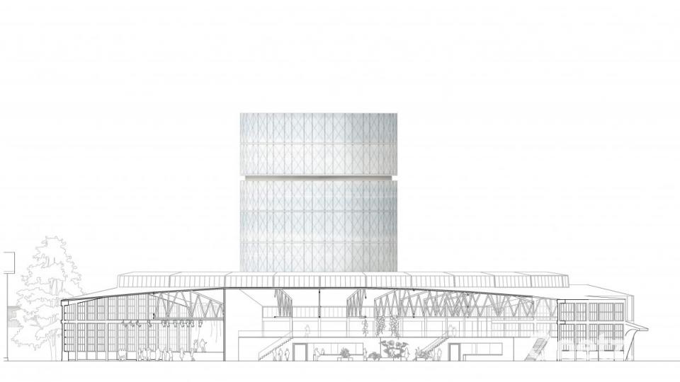 Kernstück des Theaters ist der Turm mit der Drehzylinderbühne. Bild: exb/göltl