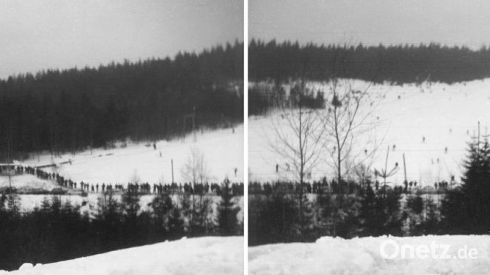 50 Jahre Klausenlift in Mehlmeisel. Ein Blick von oben weckt bei jedem Skifahrer damals wie heute wahre Glücksgefühle. Bild: repro Josef Wiche