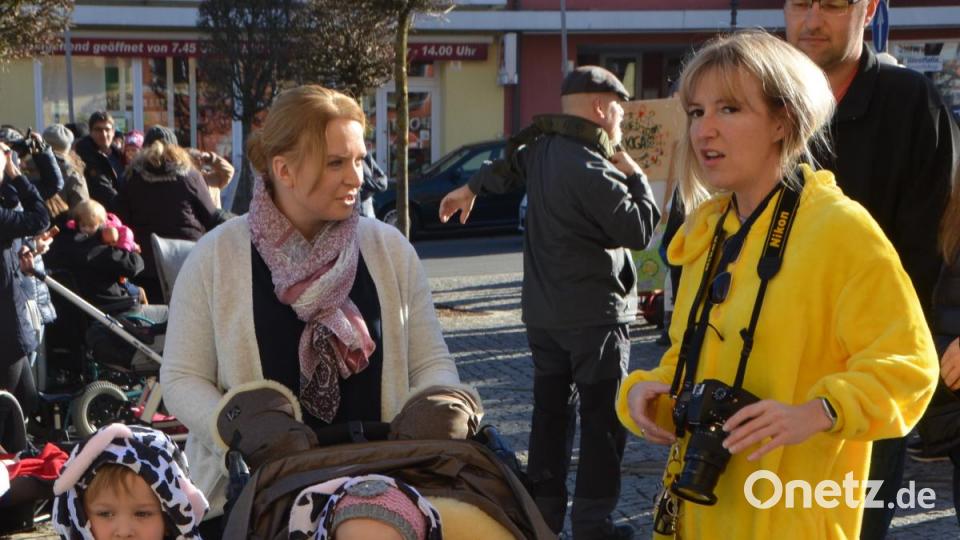 Die kleinsten Kälbchen durften noch im Kinderwagen fahren. Größere dagegen mussten laufen. Bild: dob