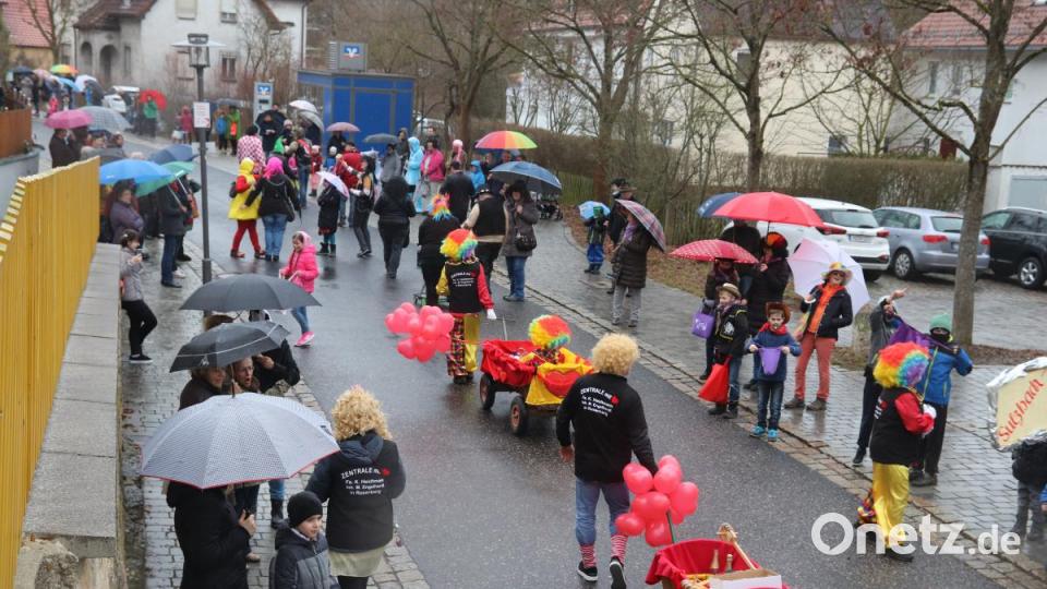 Regen konnte weder die Beteiligten des Umzugs noch die Zuschauer einbremsen - Rosenberg halt! Bild: mfh