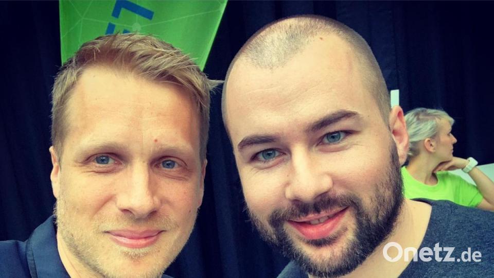 Benjamin Hartmann (rechts) mit Oliver Pocher. Bild: Human Blood