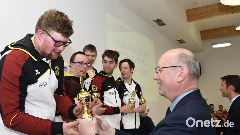 Empfang für die Sportler, die zu den Special Olympics nach Abu Dhabi geflogen sind. Bild: Petra Hartl