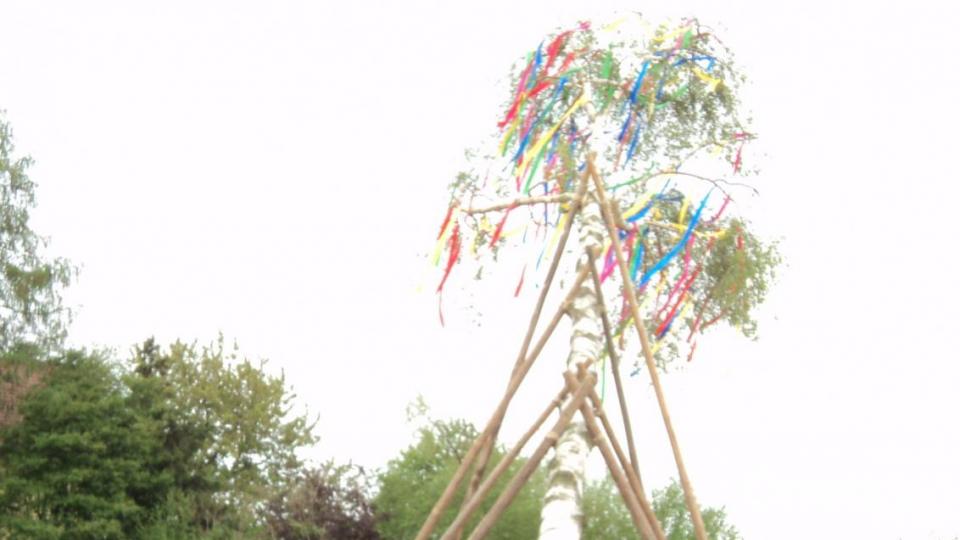 Mit den Kameraden aus Rauberweiherhaus stellte die Feuerwehrjugend Sonnenried den Baum vor dem Gerätehaus auf. Bild: ksi