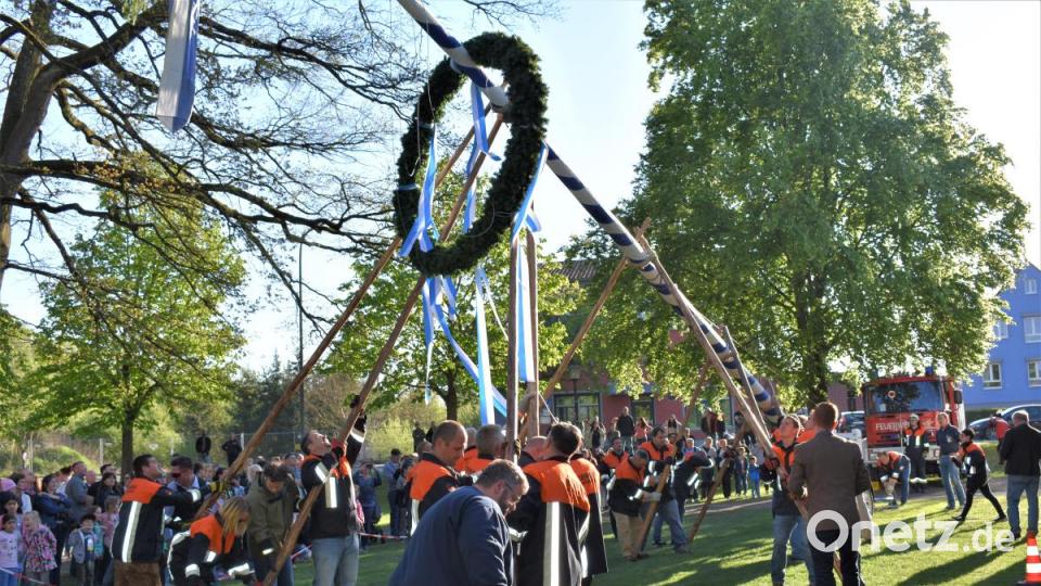 Die Freiwillige Feuerwehr Grafenwöhr stellt zum 40. Mal den Maibaum auf. Bild: rgr