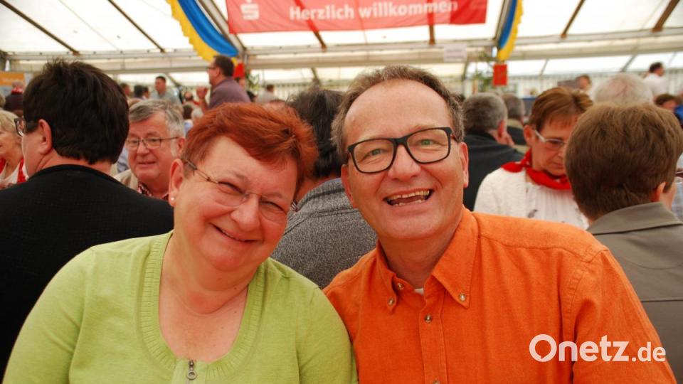 Ulrike und Stefan Reisinger aus Fürstenfeldbruck freuten sich, zum ersten Mal beim Fest der Blasmusik dabei zu sein. Bild: enz
