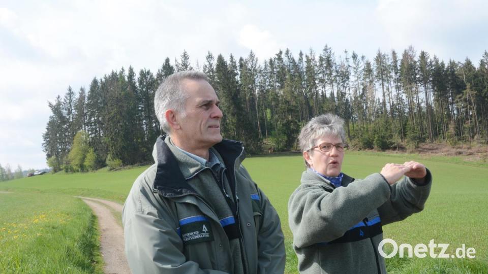 Dirk Lüder und Annette Schödel begutachten die Wälder. Bild: Gabi Schönberger