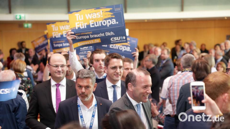 Wahlkampfendspurt der Oberpfälzer CSU zur Europawahl mit Spitzenlandidat Manfred Weber in Amberg. Bild: Wolfgang Steinbacher