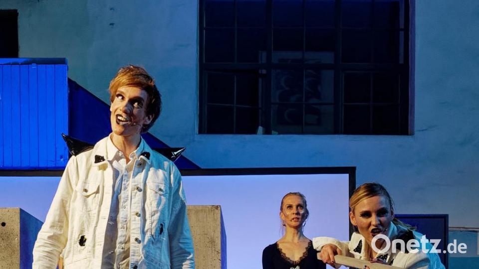 Mit seiner Bühnenversion des Romans &quot;A Clockwork Orange&quot; von Anthony Burgess lässt das Ovigo-Theater die Droogs um Gangchef Alex am Freitag und Samstag auf das Publikum in der Waldsassener Glashütte Lamberts los. Bild: tr