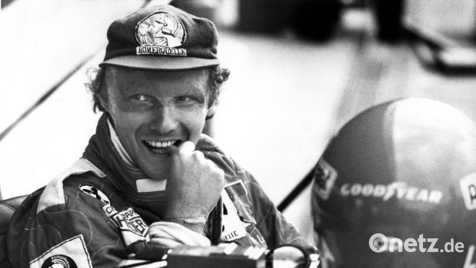 Niki Lauda während des Vortrainigs auf dem Hockenheimring für den Großen Preis von Deutschland. Bild: DB/dpa