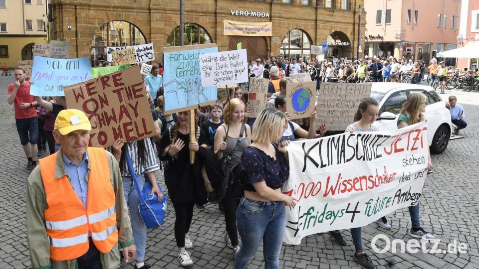 Etwa 300 Leute kamen zur vierten Amberger Klima-Demo. Bild: Petra Hartl