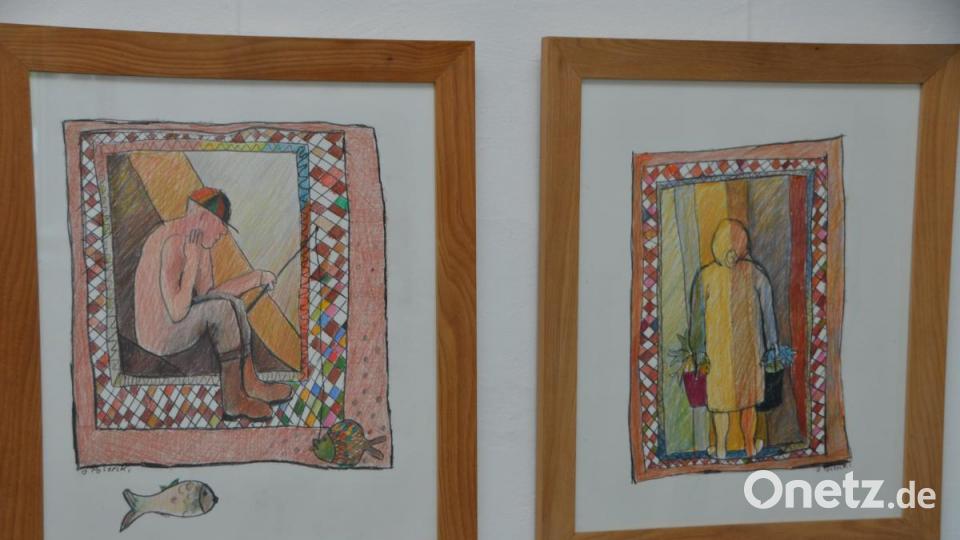 "Der Fischer", eine Mischtechnik von Ingrid Posorski. Bild: dob