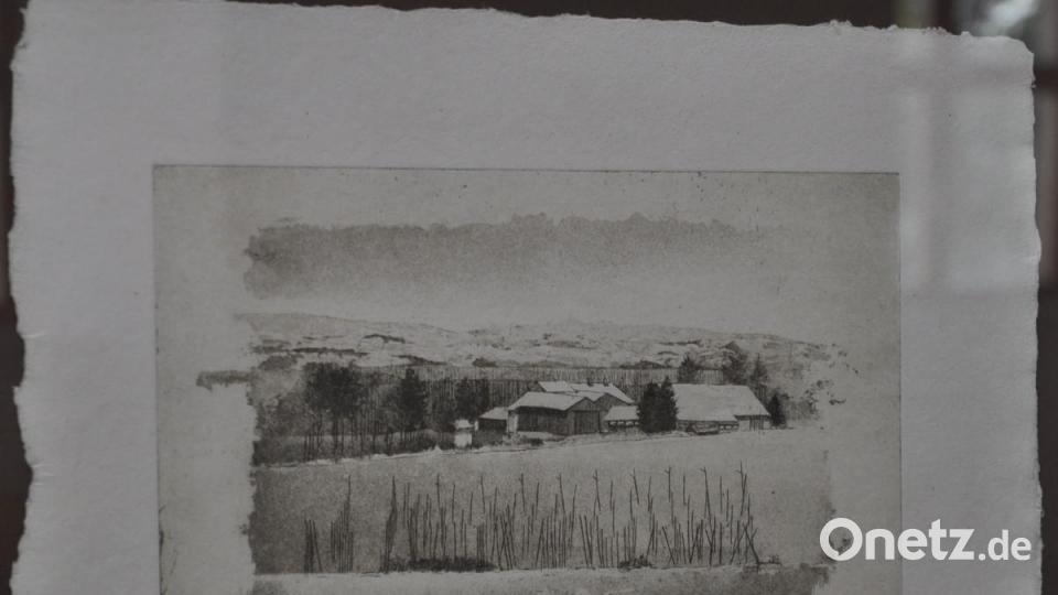 "Dorf - umgeben von Stangenwald" von Otto Dünne aus Weiden. Bild: dob