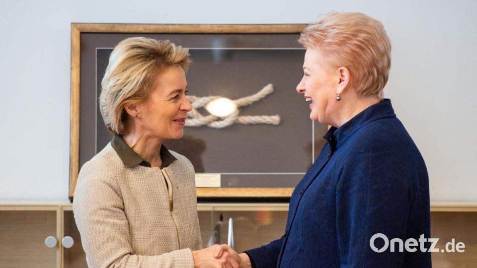 Bundesverteidigungsministerin Ursula von der Leyen (CDU) und Präsidentin der Republik Litauen, Dalia Grybauskaite. Bild:  Arne Bänsch/dpa